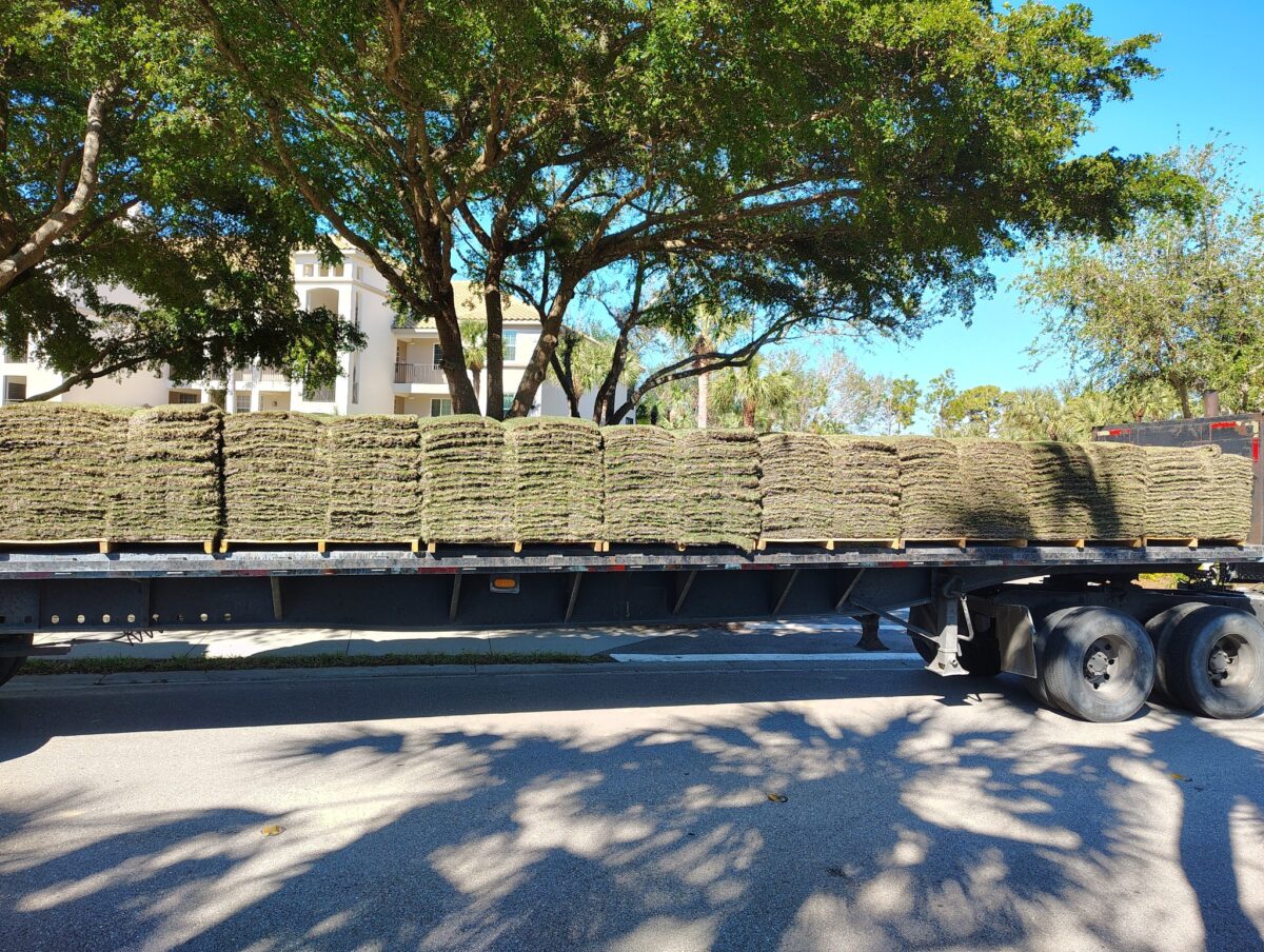 sod pallets on a truck