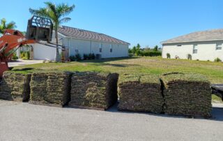 stacks of sod for lawn restoration project